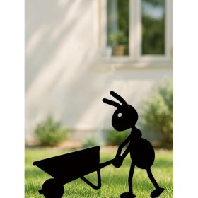 Black Metal Working Ant Garden Silhouette (Option: Gardening decoration)